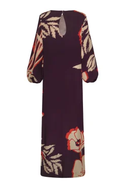 Lisboa Crepe Chine Maxi Dress in Purple Gladiolos