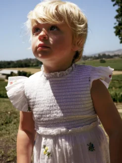 Little Lady Field Dress in White with Embroidery