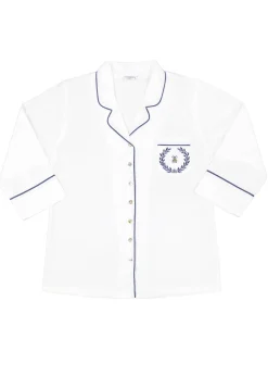 Lizzie White Cotton Pajamas with Bee Embroidery