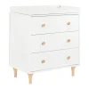 Lolly 3-Drawer Changer Dresser with Removable Changing Tray in White & Natural