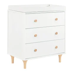 Lolly 3-Drawer Changer Dresser with Removable Changing Tray in White & Natural