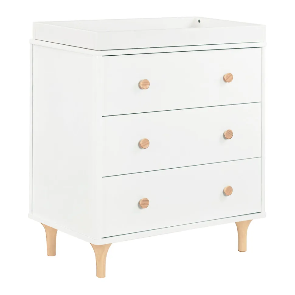 Lolly 3-Drawer Changer Dresser with Removable Changing Tray in White & Natural