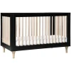 Lolly 3-in-1 Convertible Crib with Toddler Bed Conversion Kit in Black & Washed Natural