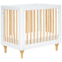 Lolly 4-in-1 Convertible Mini Crib with Toddler Bed Conversion Kit in White & Natural