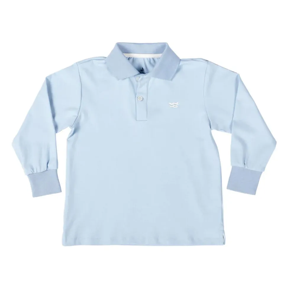Long Sleeve Carter Polo in Bay Tree Blue