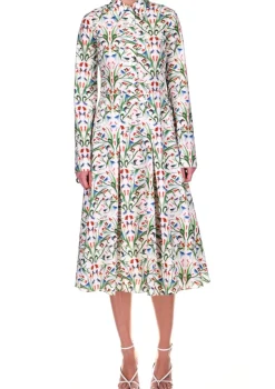 Long Sleeve Shirt Dress in Critter Garden Party Cotton