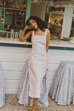 Long Slip Dress in Pink Pineapple