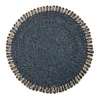 Loopy Abaca 15" Round Placemat in Navy & Natural, Set of 4