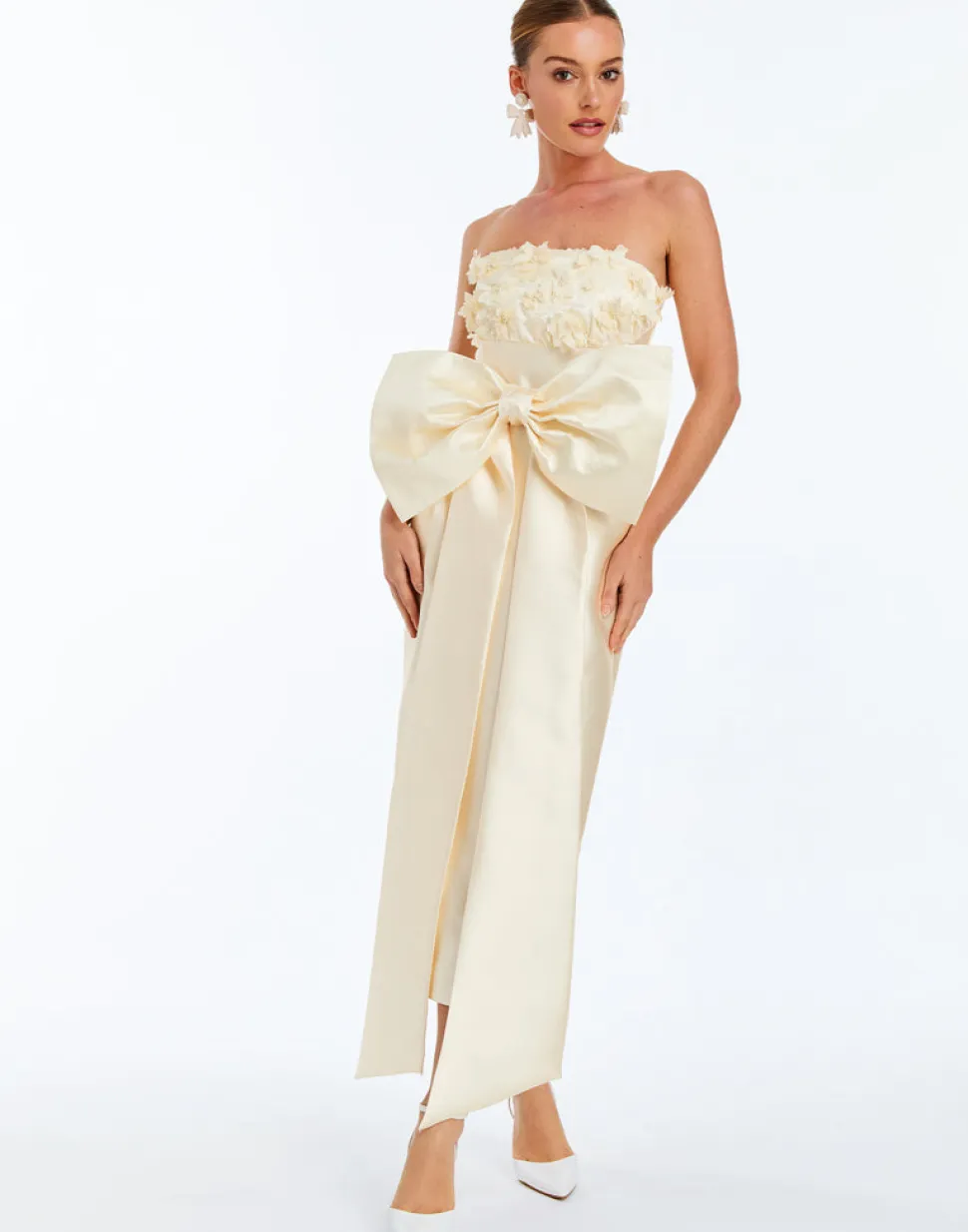 Lorena Convertible Bow Dress in Ivory