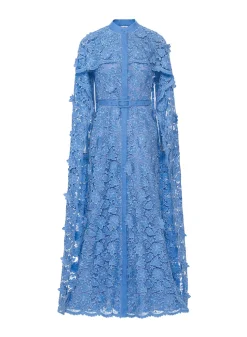 Loretta Dress Periwinkle Embroidered Cotton