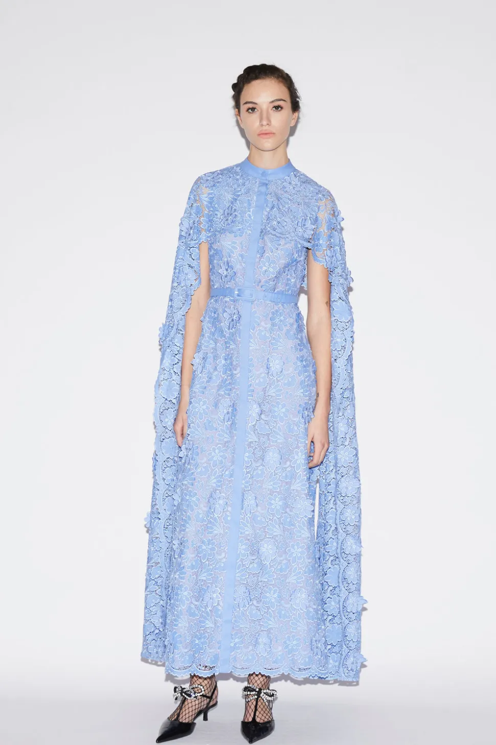 Loretta Dress Periwinkle Embroidered Cotton