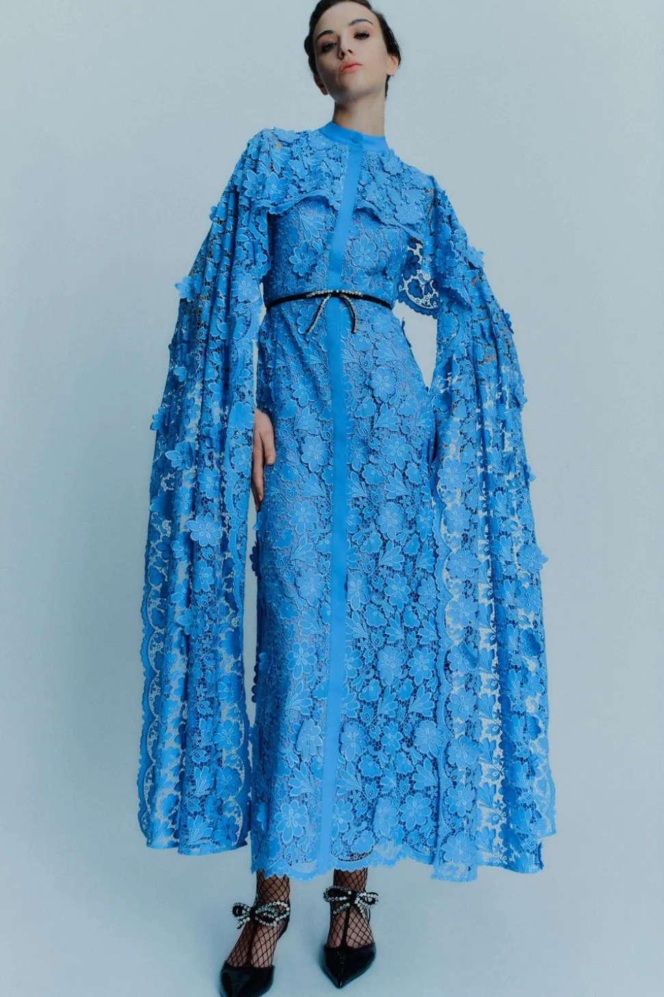 Loretta Dress Periwinkle Embroidered Cotton