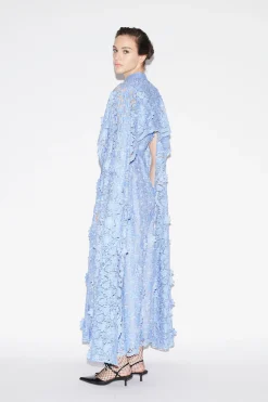 Loretta Dress Periwinkle Embroidered Cotton