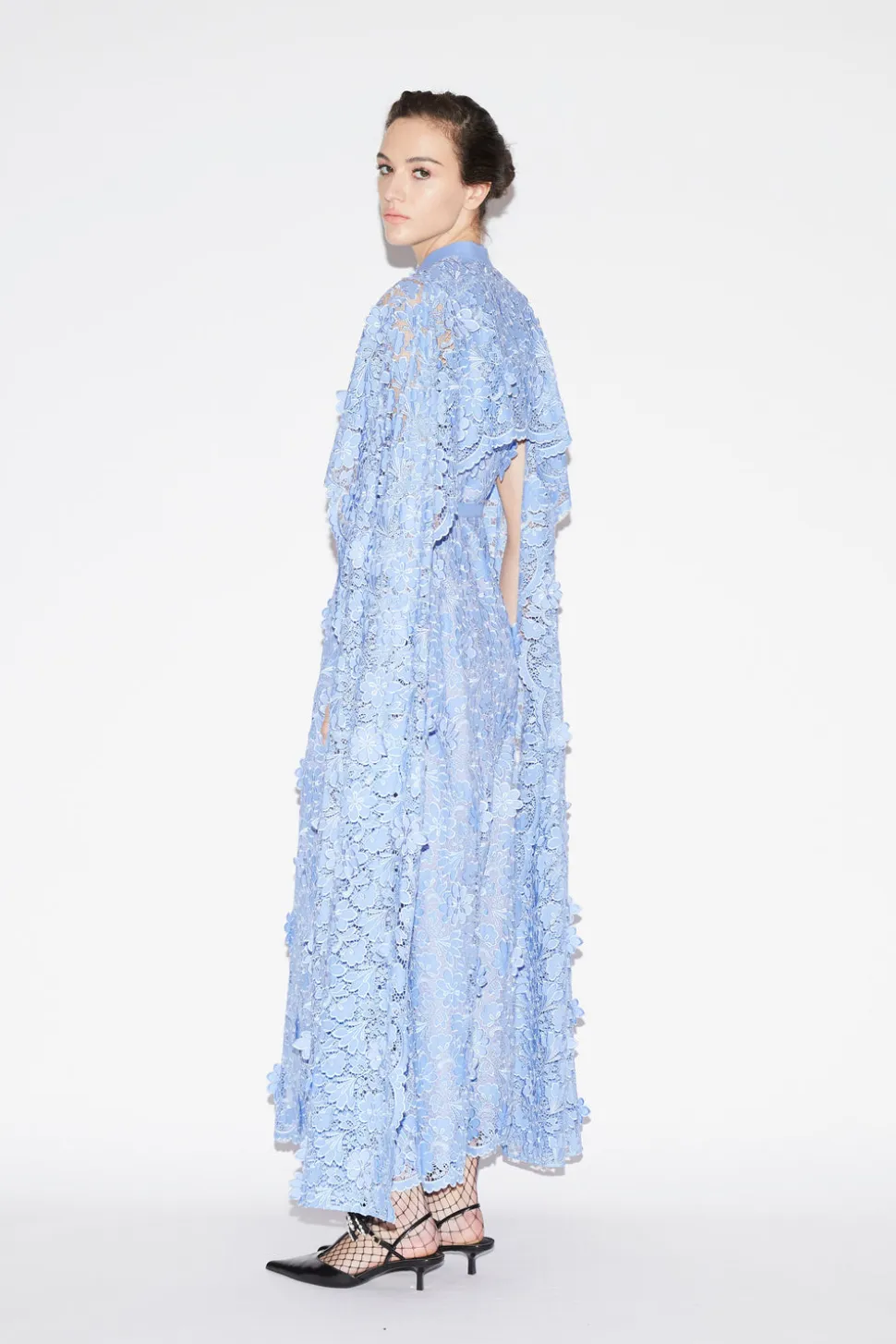 Loretta Dress Periwinkle Embroidered Cotton