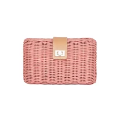Lou Wicker Straw Clutch Bag