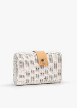 Lou Wicker Straw Clutch Bag