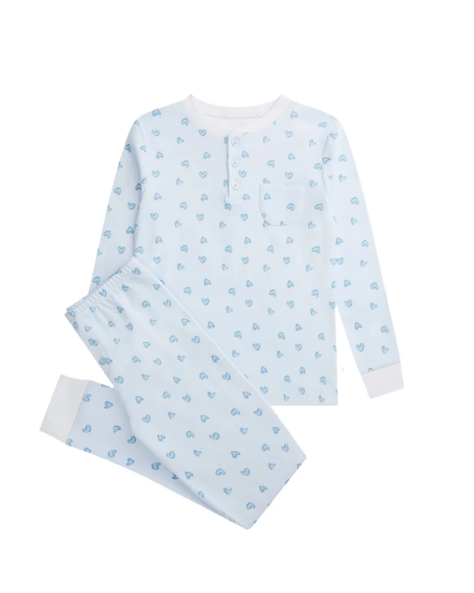 Love Heart Pajama in Child Blue