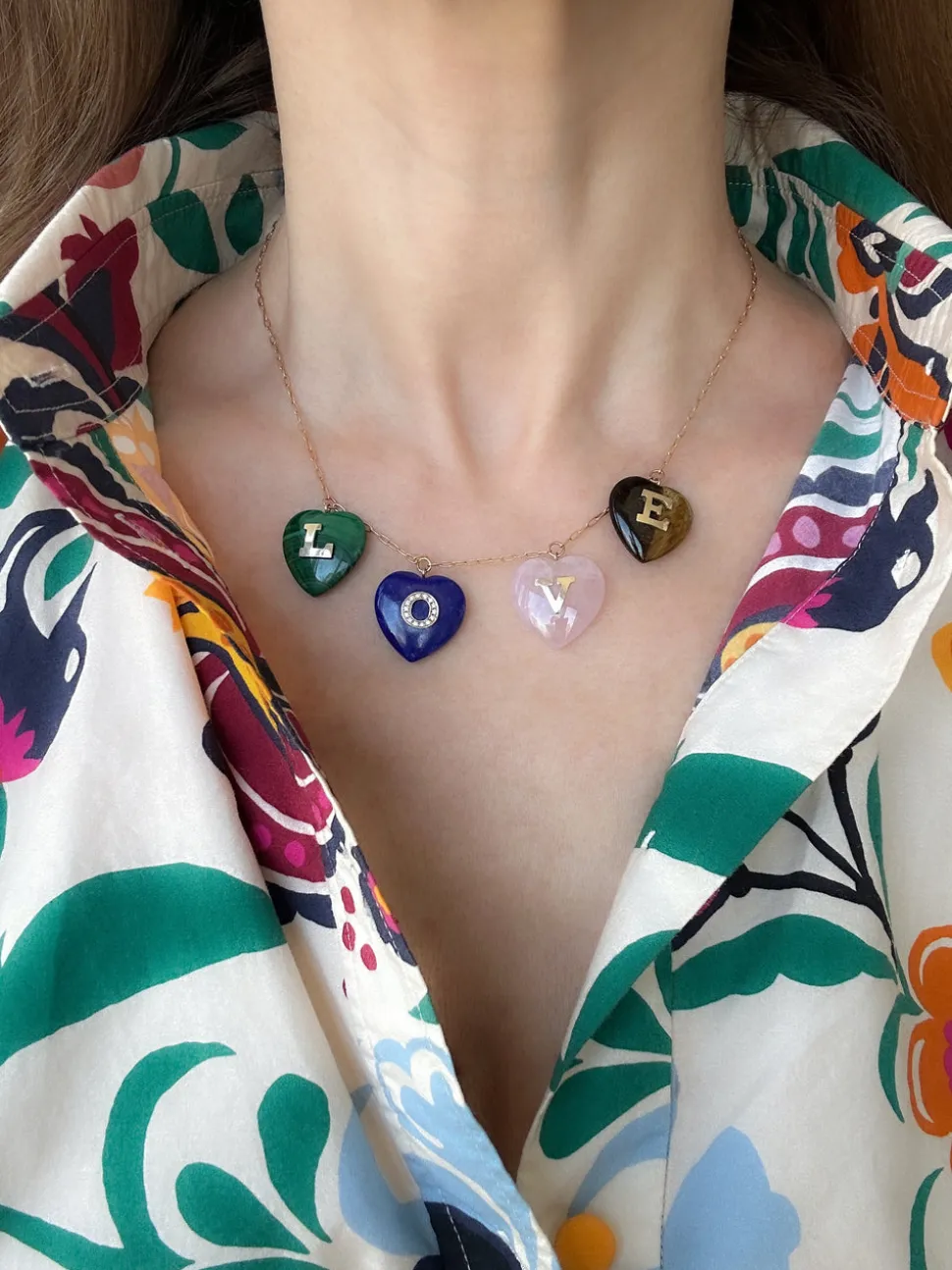 LOVE Multi Gem Heart Necklace