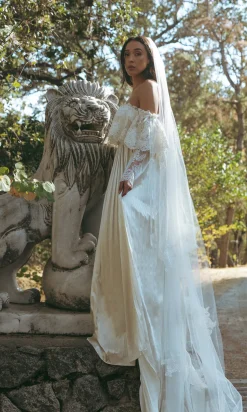Luca Pleated Satin Silk Wedding Dress