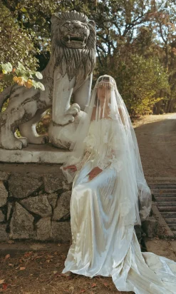 Luca Pleated Satin Silk Wedding Dress