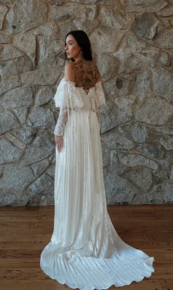 Luca Pleated Satin Silk Wedding Dress