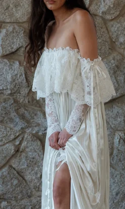 Luca Pleated Satin Silk Wedding Dress