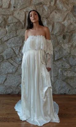 Luca Pleated Satin Silk Wedding Dress