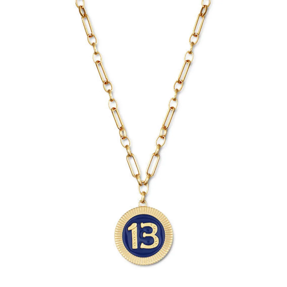 Lucky 13 Navy Poker Chip Necklace