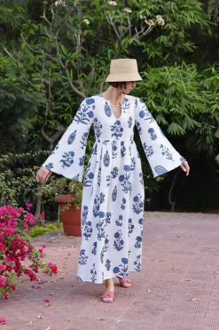 Lugano Maxi Dress in Indigo Botanical
