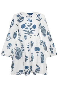 Lugano Mini Dress in Indigo Botantical