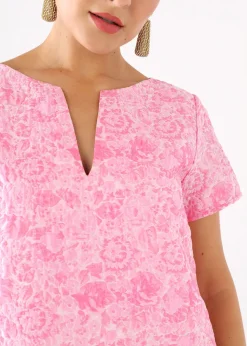 Lulu Dress in Pink Bubble Jacquard