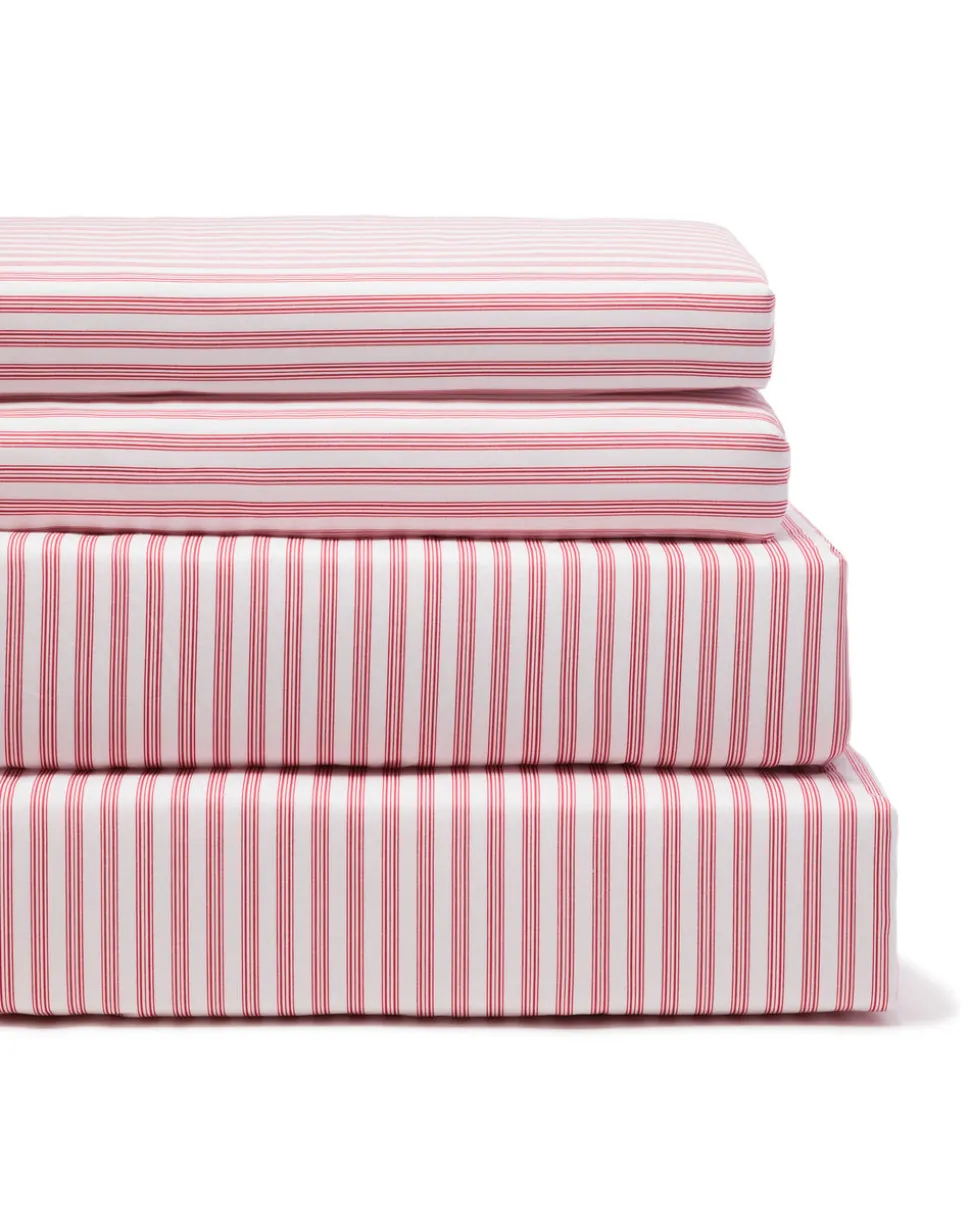 Luxe Premium Cotton Antique Red Ticking Bed Sheets
