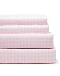 Luxe Premium Cotton Pink Gingham Bed Sheets