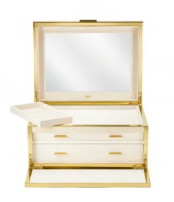 Luxe Shagreen Jewelry Box in Cream