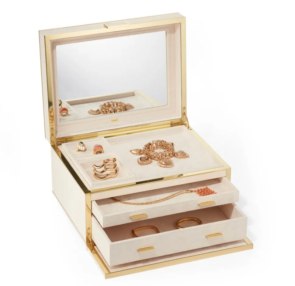 Luxe Shagreen Jewelry Box in Cream