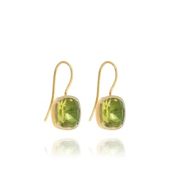 Luzia Button Earrings in Lemon Quartz & 14K Gold
