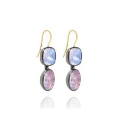 Luzia Cushion Oval Double Drop Earrings in Lavender Moon Quartz