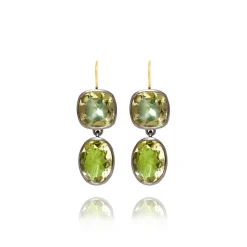 Luzia Cushion Oval Double Drop Earrings in Lemon Quartz