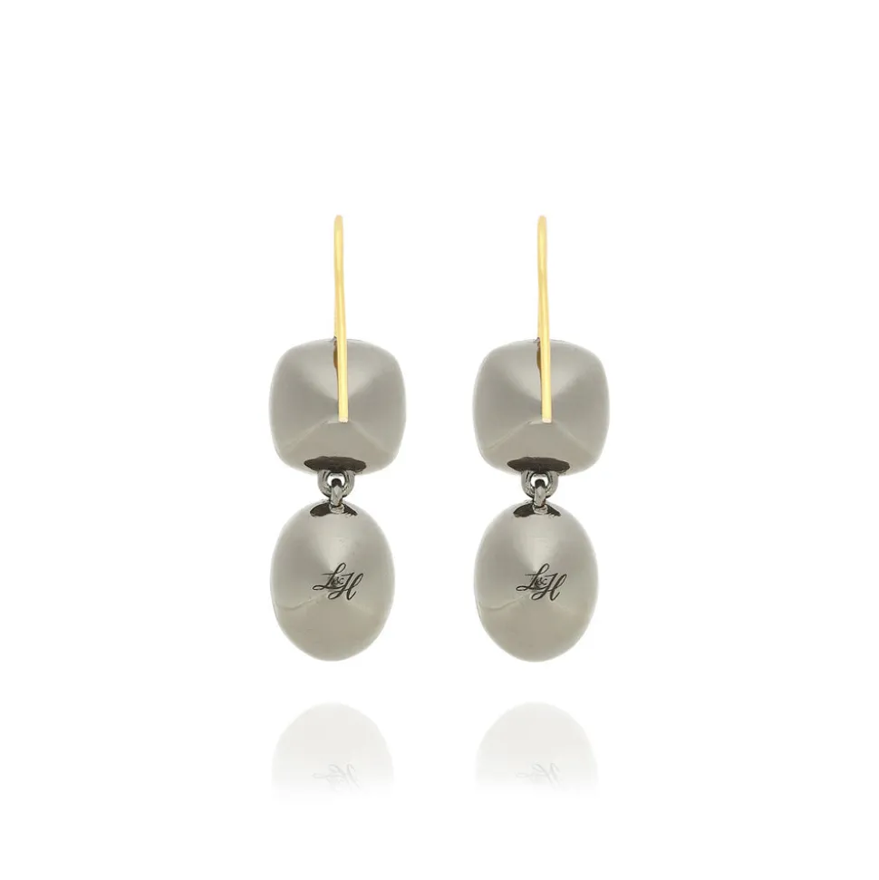 Luzia Cushion Oval Double Drop Earrings in Lemon Quartz