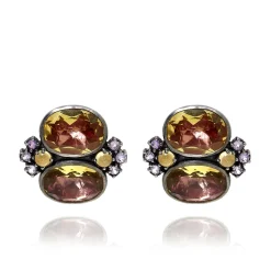 Luzia Dama Cluster Earrings in Yellow Citrine