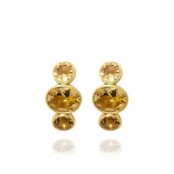 Luzia Demi-Hoop Earrings in Yellow Citrine & 14K Gold