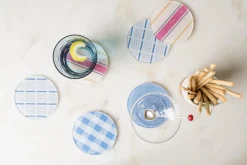 Mack Blue Gingham Coaster Set
