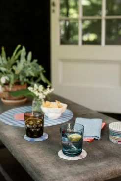 Mack Blue Gingham Coaster Set