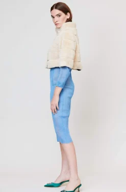 Madeleine Rayé Faux Fur Bolero in Crème