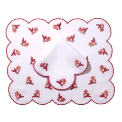 Made-to-Order Violette Linen Placemat and Napkin, Set of 12 in Red