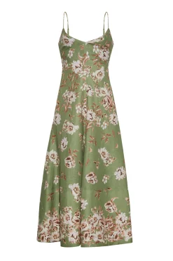 Mae Midi Dress in Farella Sage