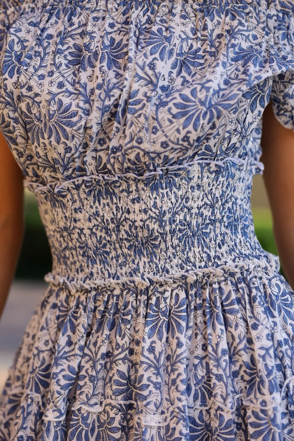 Majorca Midi Dress in Blue Botanical Vine