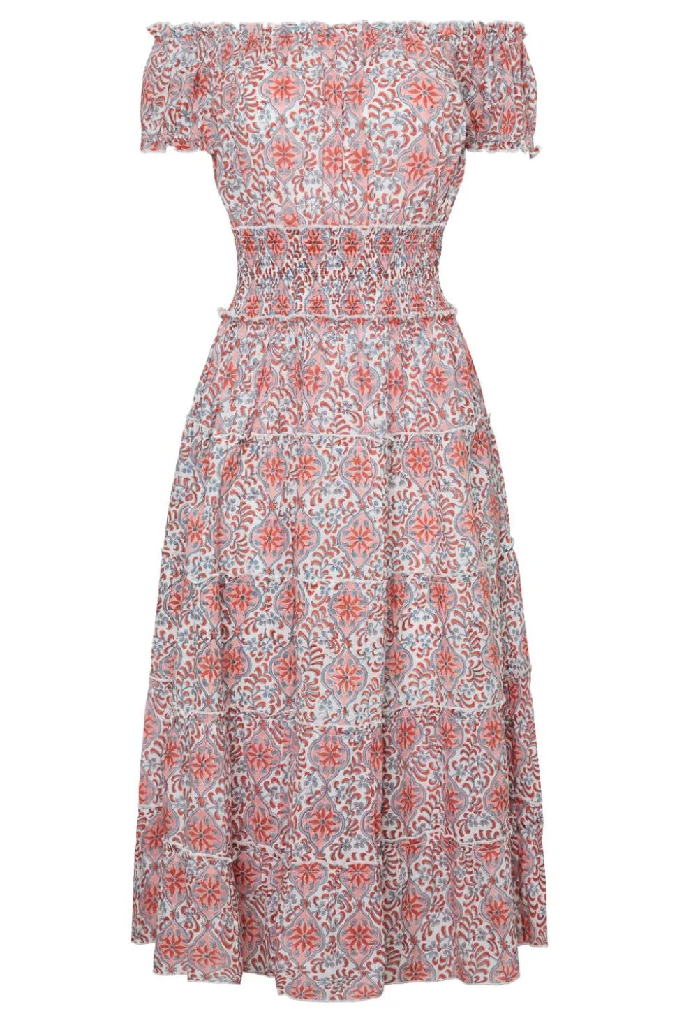 Majorca Midi Dress in Pink Tile