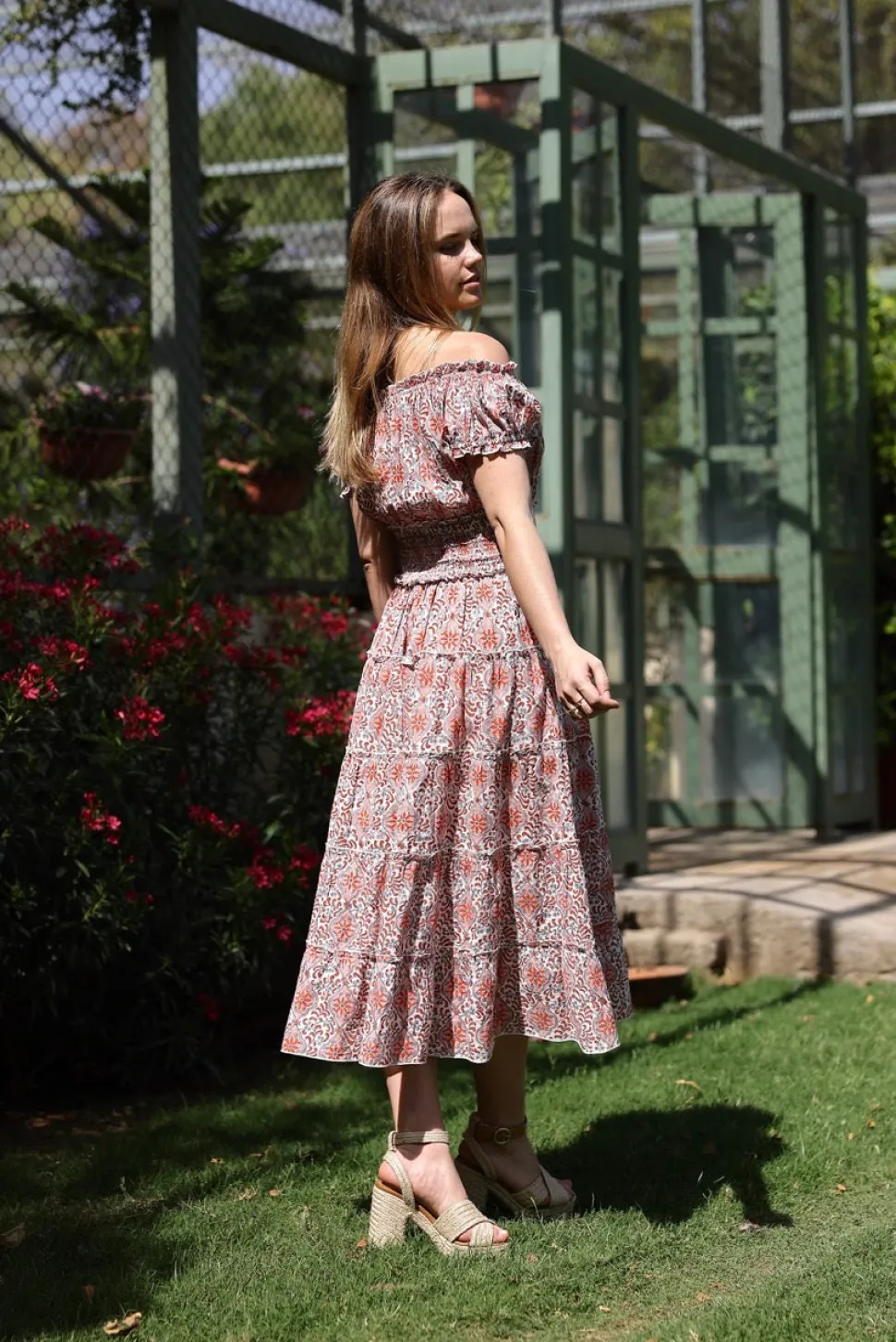 Majorca Midi Dress in Pink Tile