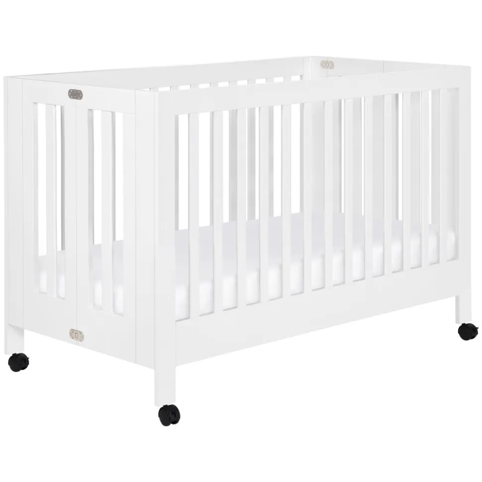 Maki Portable Folding Crib with Toddler Bed Conversion Kit in White